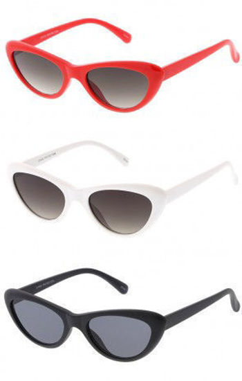 Picture of Women's Small Thick Cat Eye Tinted Flat Lens  Sunglasses