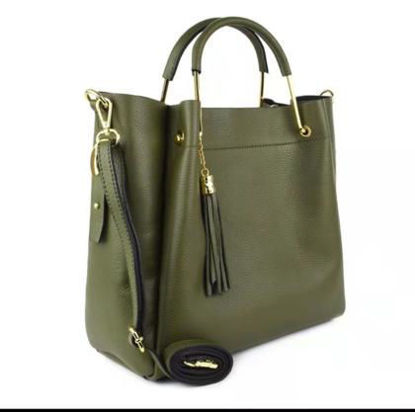 Picture of DOUBLE HANDLE BAG IN GENUINE LEATHER