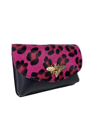 Picture of Pony skin clutch bag with bee closure